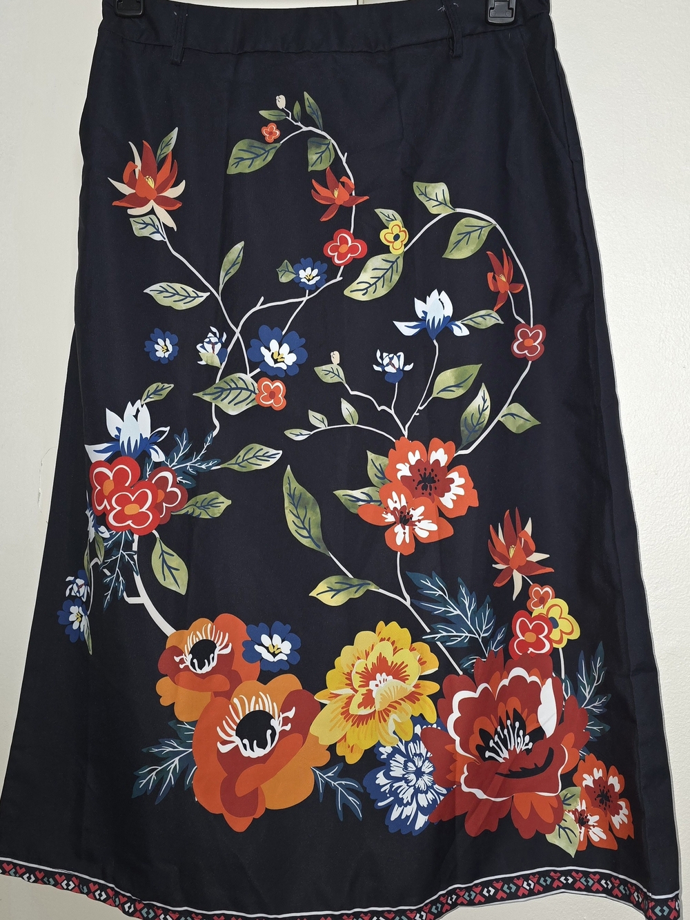 Black Floral Midi Dress with Multicolor Blooms - Picture 13 of 15